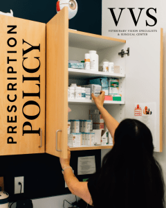 VVS prescription policy — in-house pharmacy cabinet